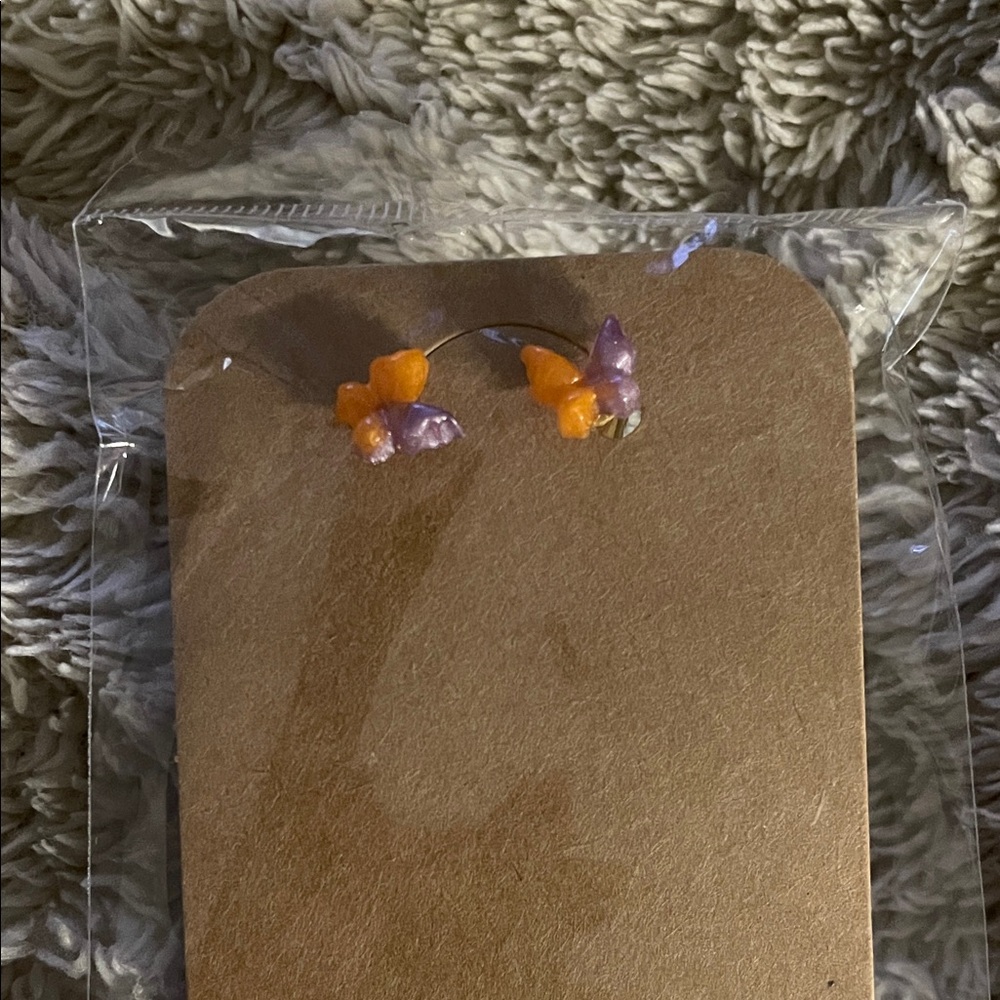 Orange and Purple Butterfly Earrings